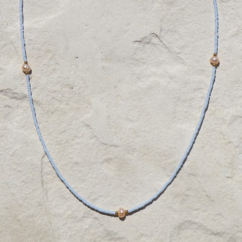 diy-set kette mit recycelten süßwasserperlen