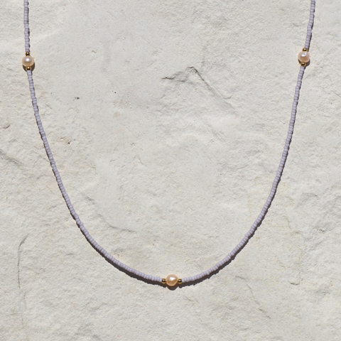 diy-set kette mit recycelten süßwasserperlen