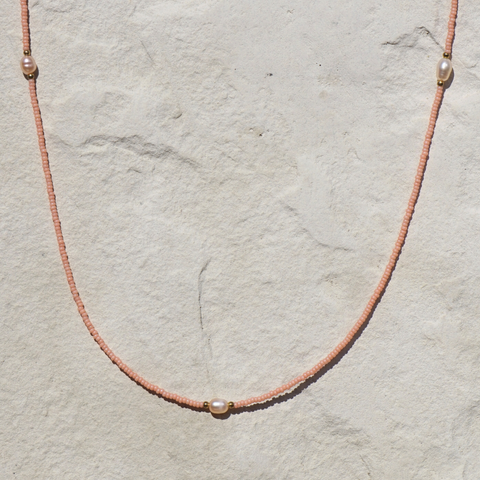 diy-set kette mit recycelten süßwasserperlen